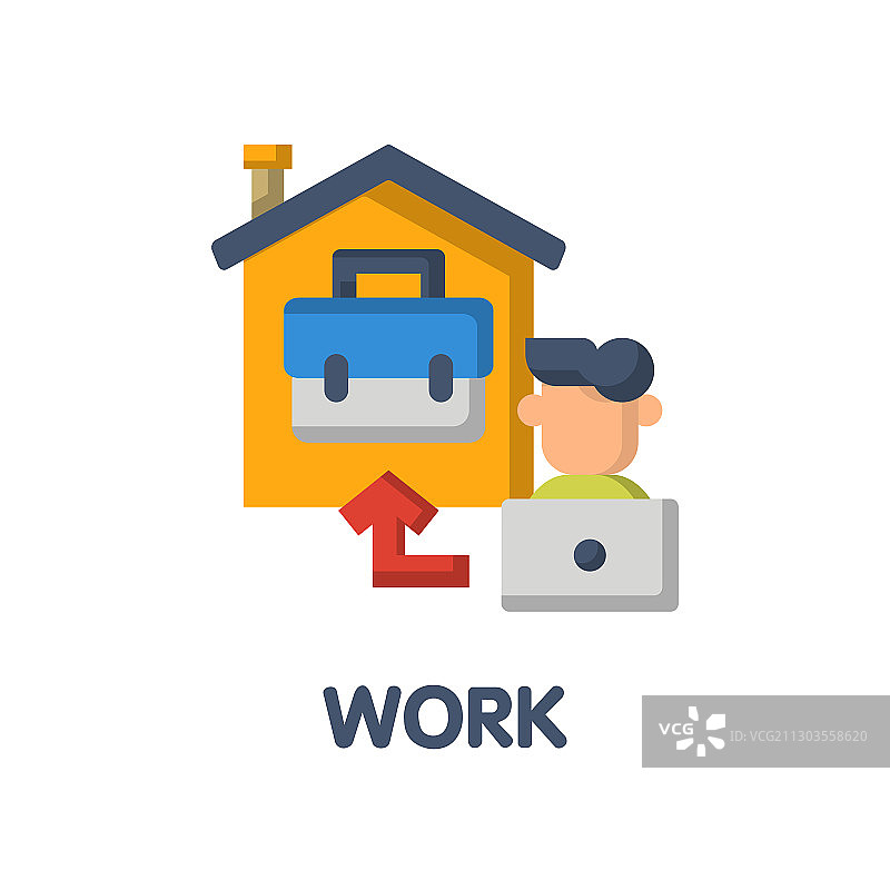 在家办公扁平风格图标设计图片素材