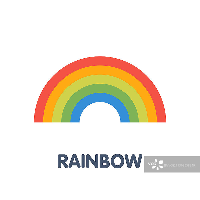 白色背景上的扁平风格彩虹图标图片素材