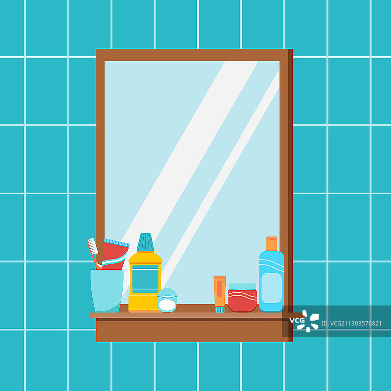 浴室里的镜子和卫生用品图片素材