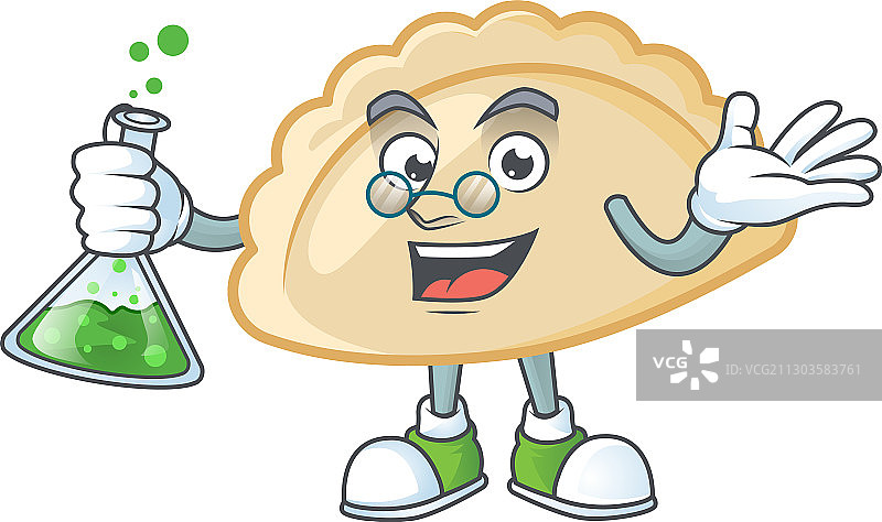 卡通饺子教授与试管图片素材