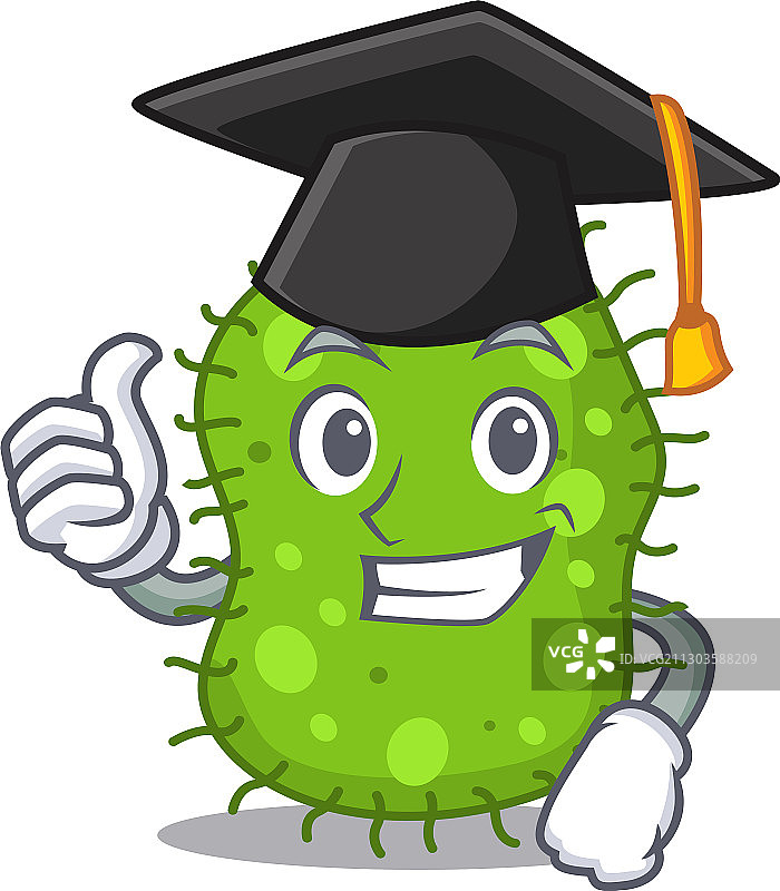 戴着黑色毕业帽的快乐大肠杆菌图片素材
