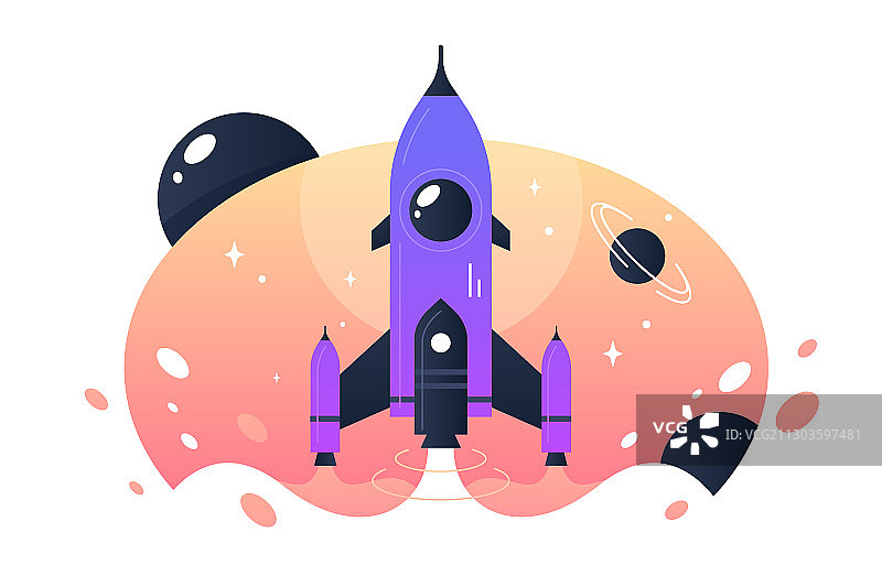 从地球起飞进入太空的太空火箭图片素材