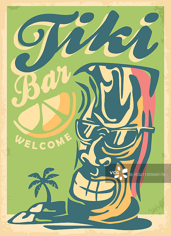 戴太阳镜的提基面具吉祥物图片素材