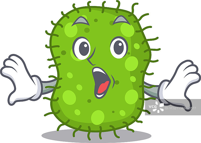 卡通大肠杆菌，带有惊讶的表情图片素材