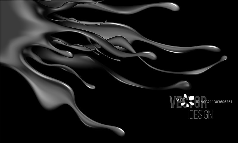 黑色逼真3D波浪背景图片素材