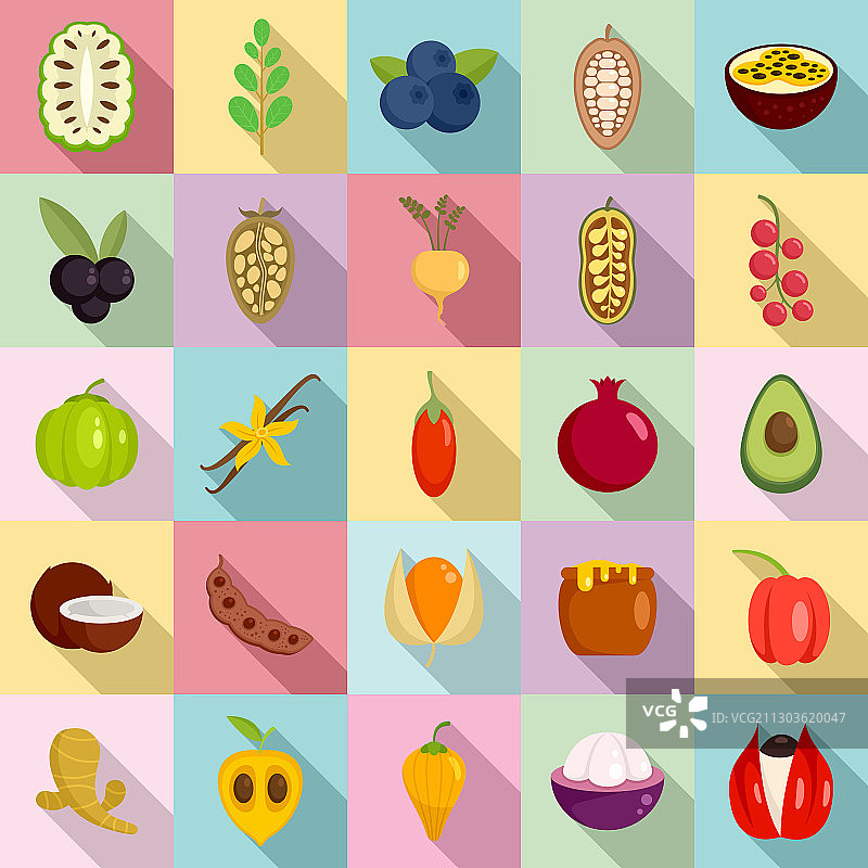 超级食品图标扁平风格图片素材