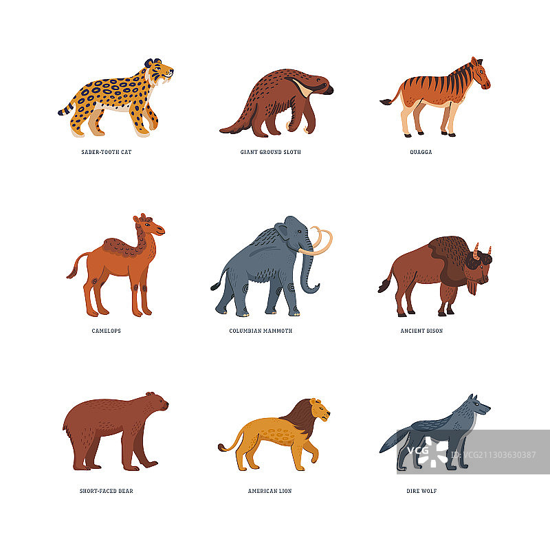 已灭绝的史前美洲野生动物图片素材