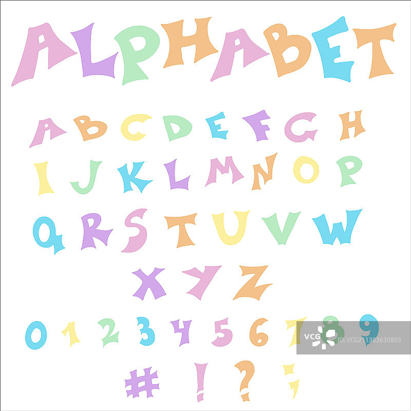 孤立手绘五彩英语图片素材