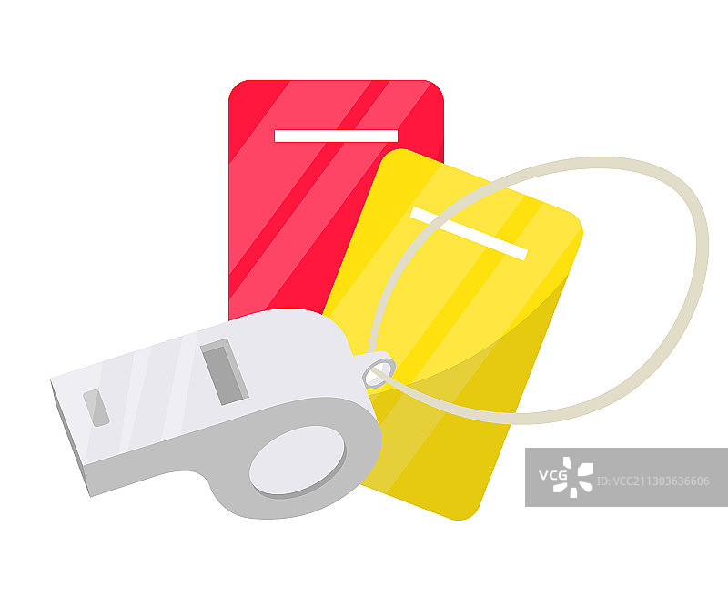 红黄牌与足球裁判哨子图片素材