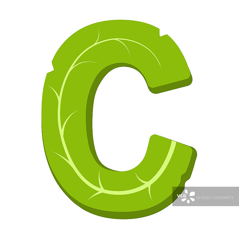 字母C绿色叶子夏季字母图片素材
