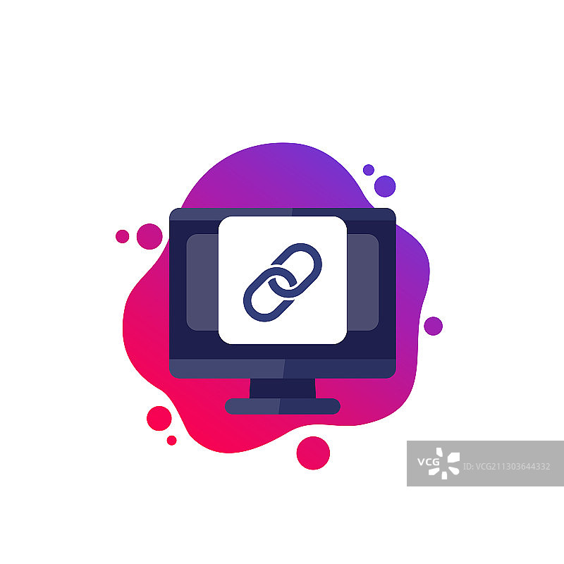 电脑屏幕上的链接链图标图片素材