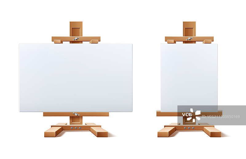 逼真木制画架空白画布套装图片素材