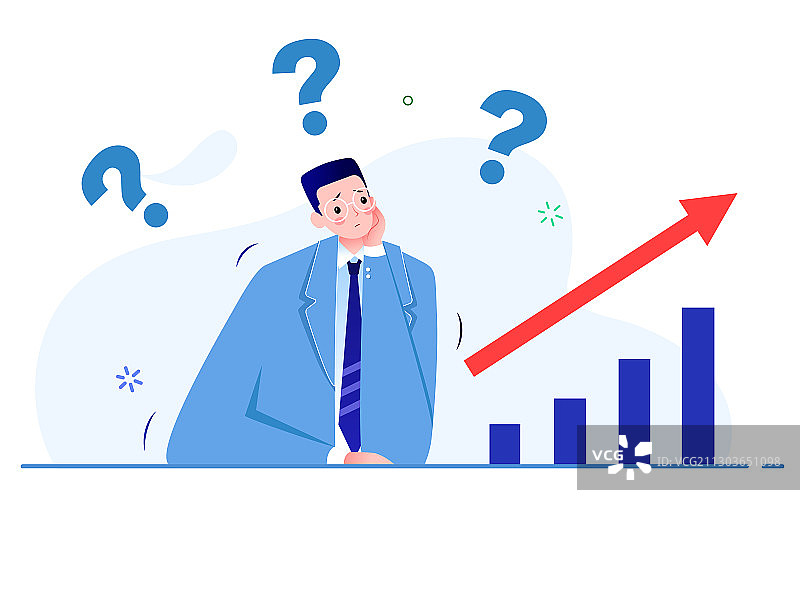 商业矢量插画一个公司男职员在思考图片素材
