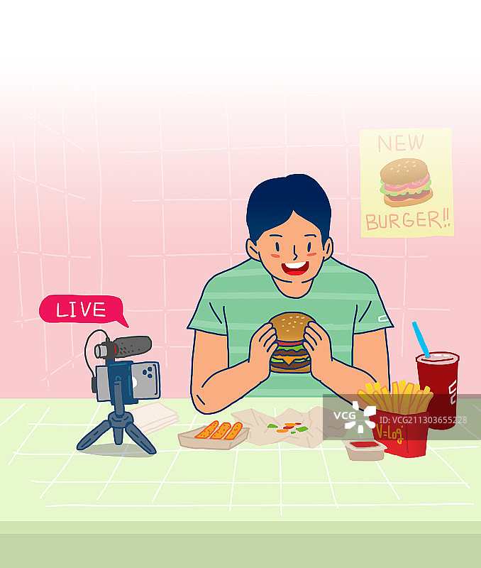 媒体广播设备视频拍摄吃播插图图片素材