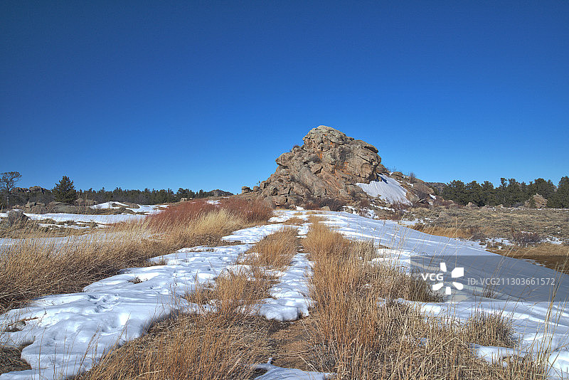 美国道迪湖，晴空下的雪景图片素材