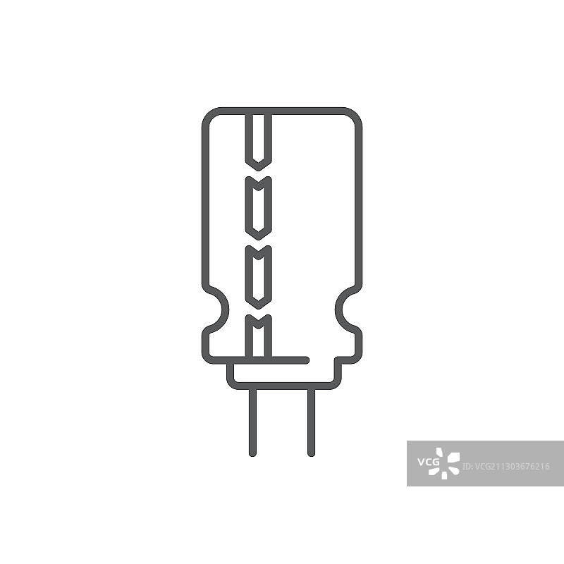 隔离在电子电容器图标符号上图片素材