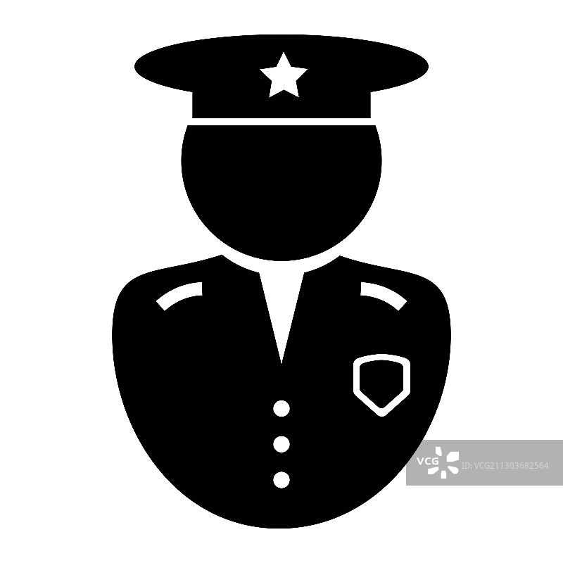 警官图标黑白象形图图片素材