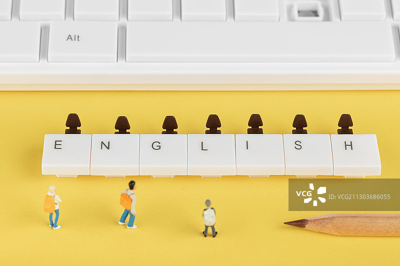 键盘字母青少年英语学习考级图片素材