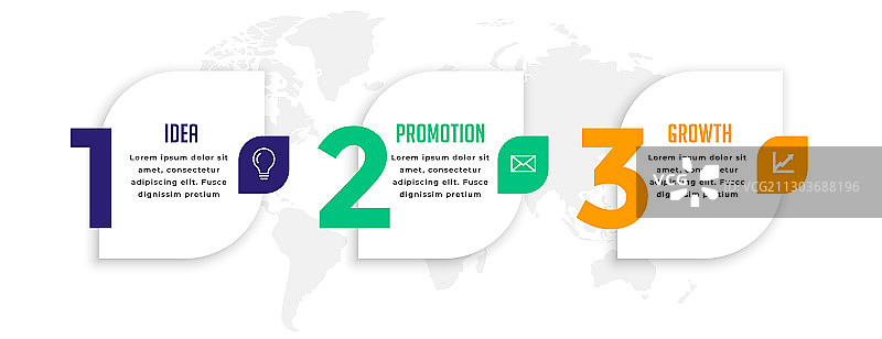 现代数字三步信息图模板图片素材