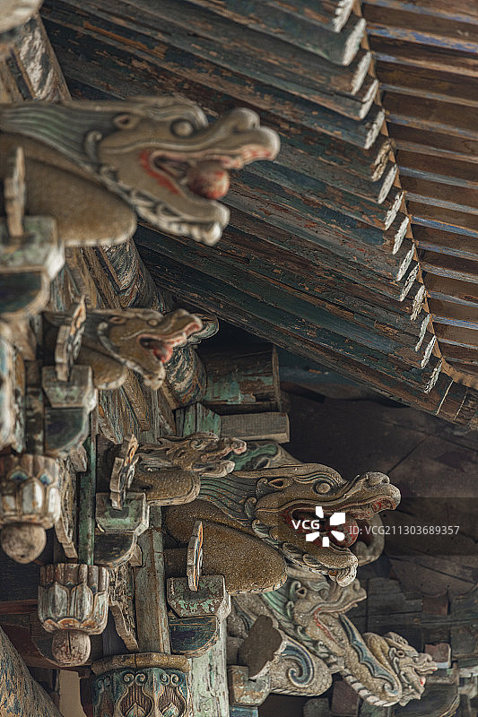 山西太原晋祠博物馆古建筑景观图片素材