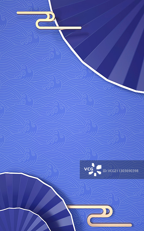 中国风蓝色三维场景渲染图片素材