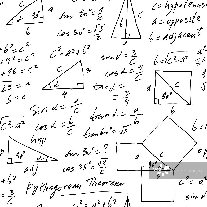 手绘三角函数无缝图案图片素材