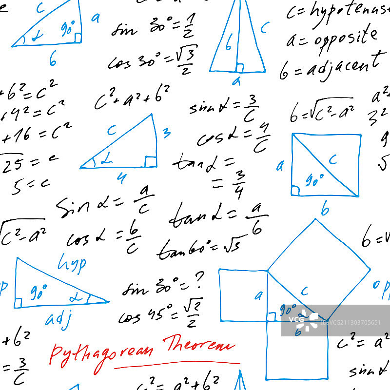 手绘三角函数无缝图案图片素材