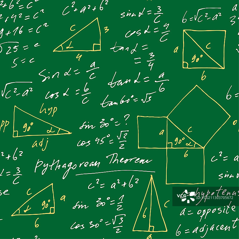 手绘三角函数无缝图案图片素材