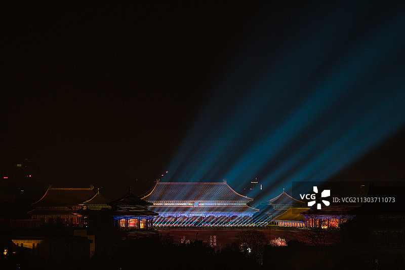故宫灯光秀图片素材
