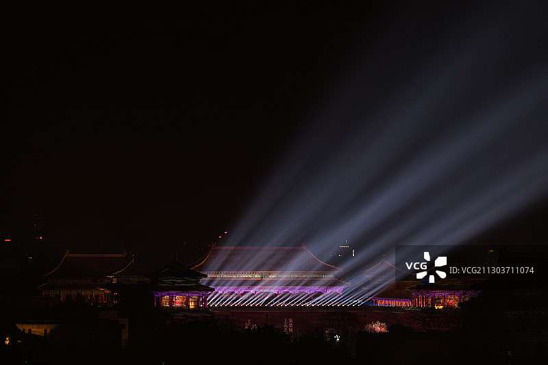 故宫灯光秀图片素材