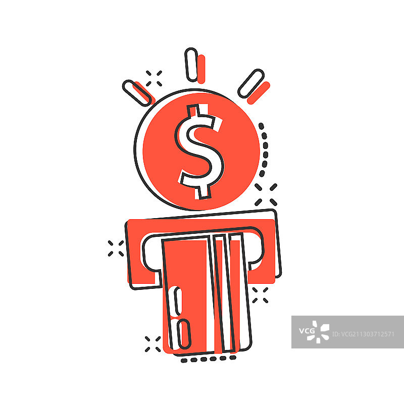 漫画风格的金钱ATM图标兑换现金图片素材