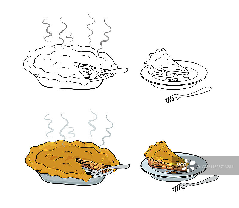 美味馅饼和馅饼切块图片素材