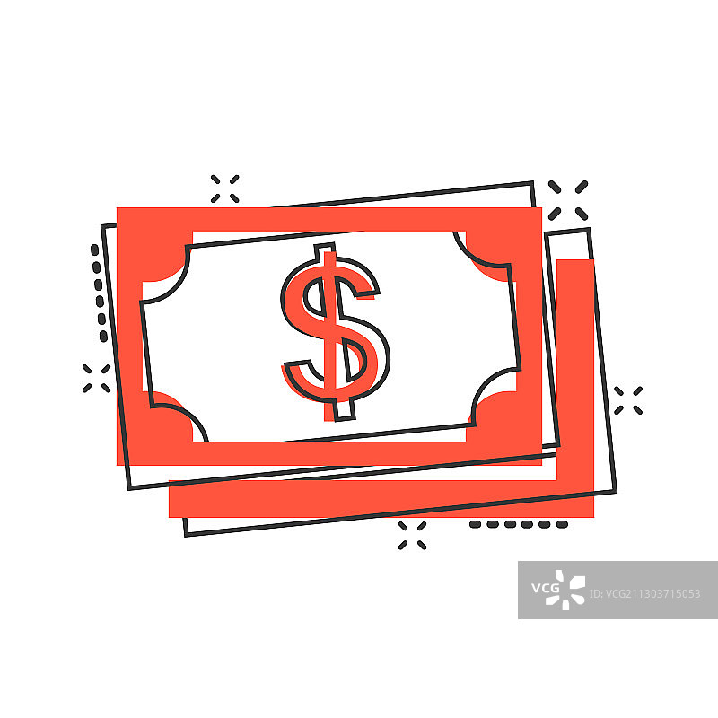 美元现金兑换图标（漫画风格）图片素材