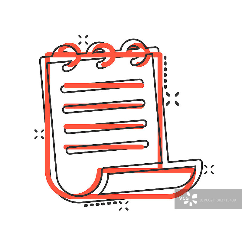 漫画风格纸张上的文档注释图标图片素材