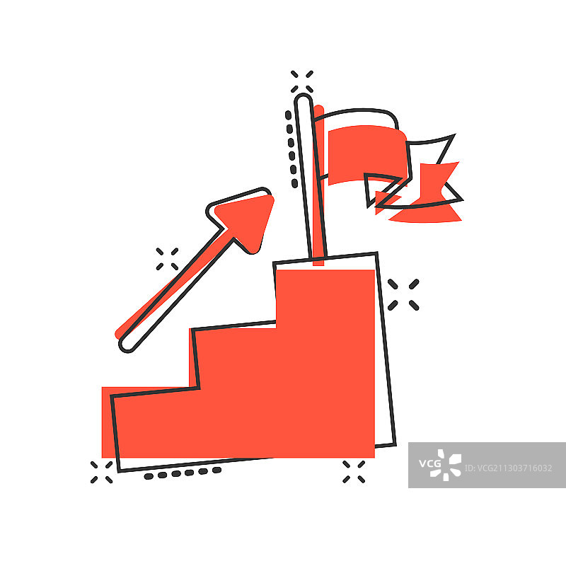 漫画风格的终点旗帜楼梯图标图片素材