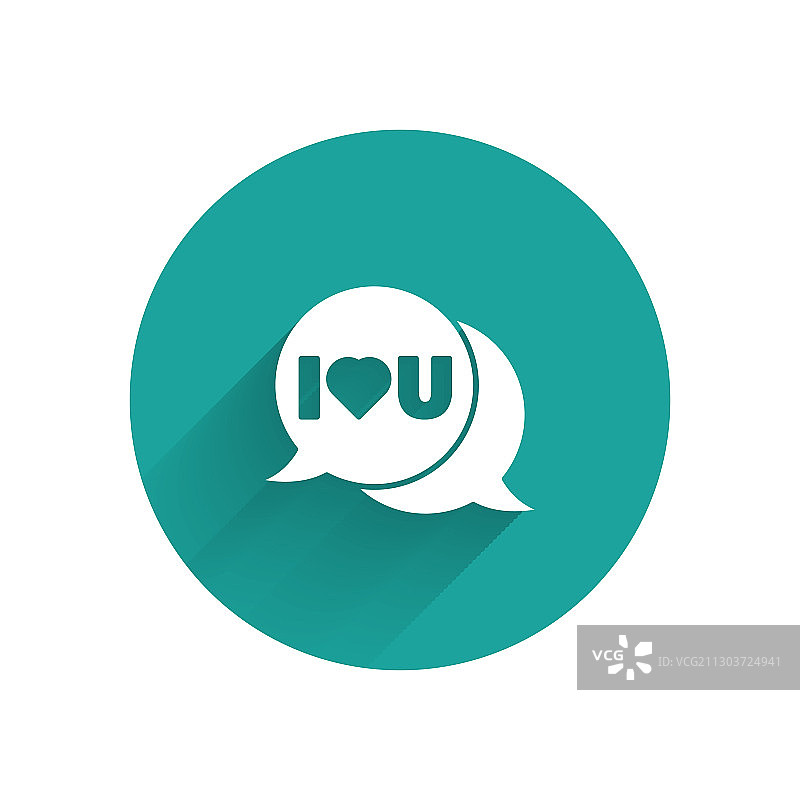 带有“我爱你”文本的白色语音气泡图标图片素材