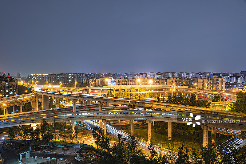 成都市西三环路武侯立交夜景图片素材
