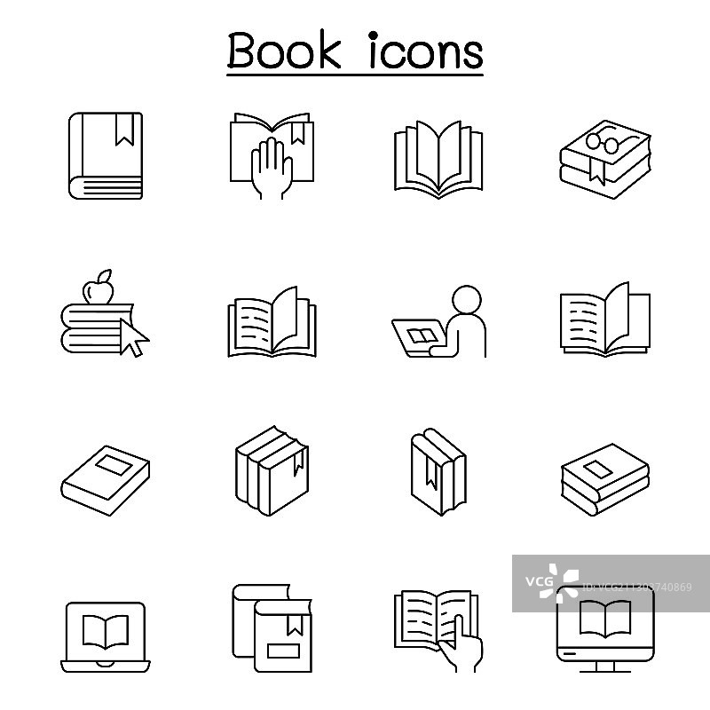 细线风格书籍图标图片素材