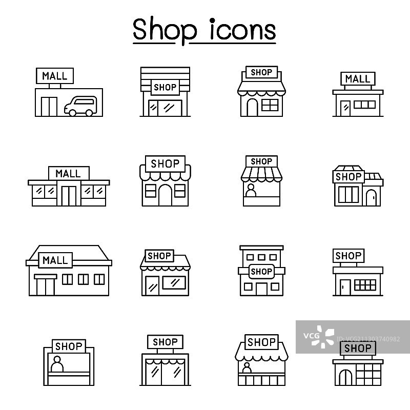 商店线性图标组合图片素材