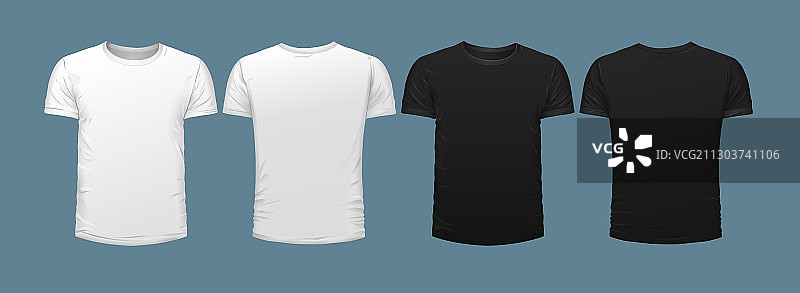 四件T恤套装：两件黑色，两件白色图片素材