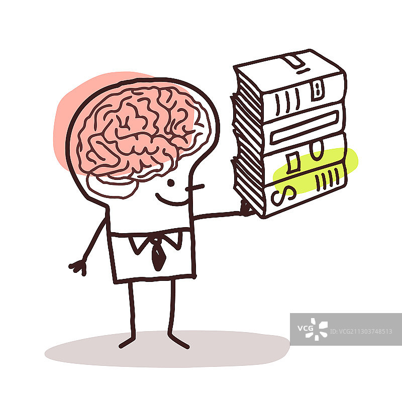 有大脑袋和书籍的男人图片素材