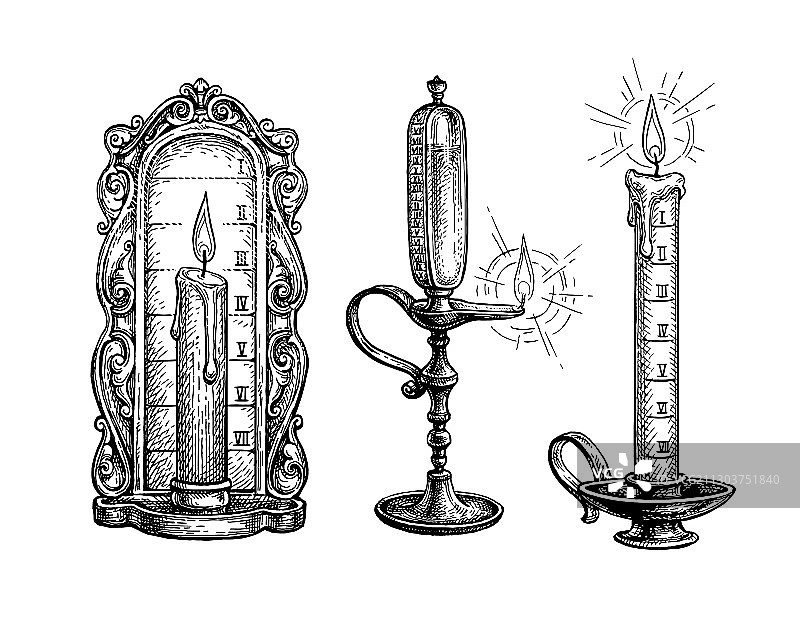 水墨草图火钟图片素材