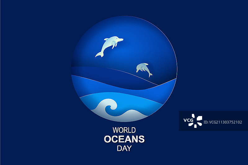 世界海洋日纸艺剪纸概念图片素材