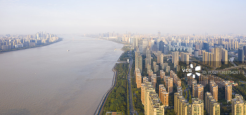 中国浙江杭州钱塘江航拍图片素材