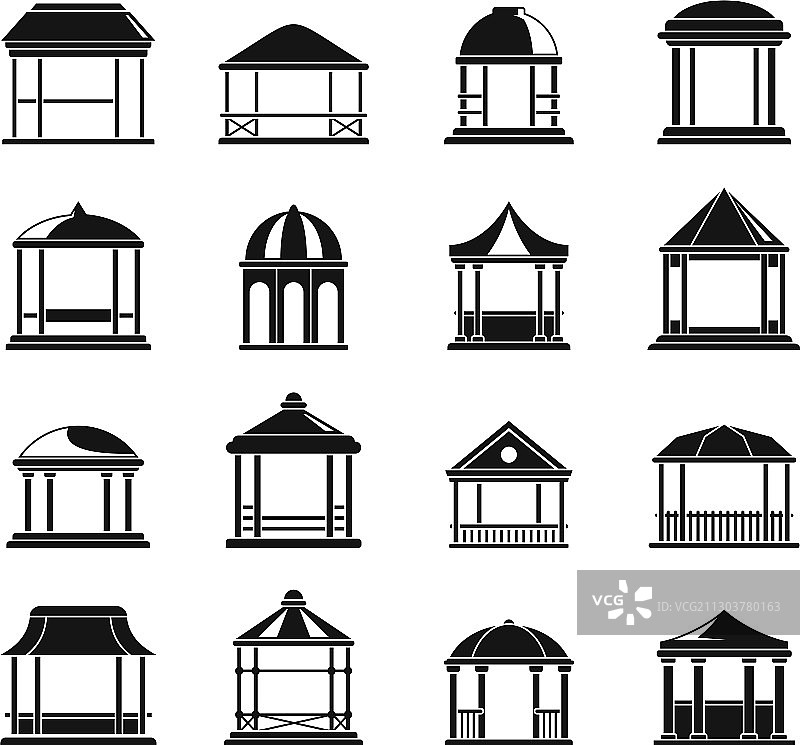 木制凉亭图标，简约风格图片素材