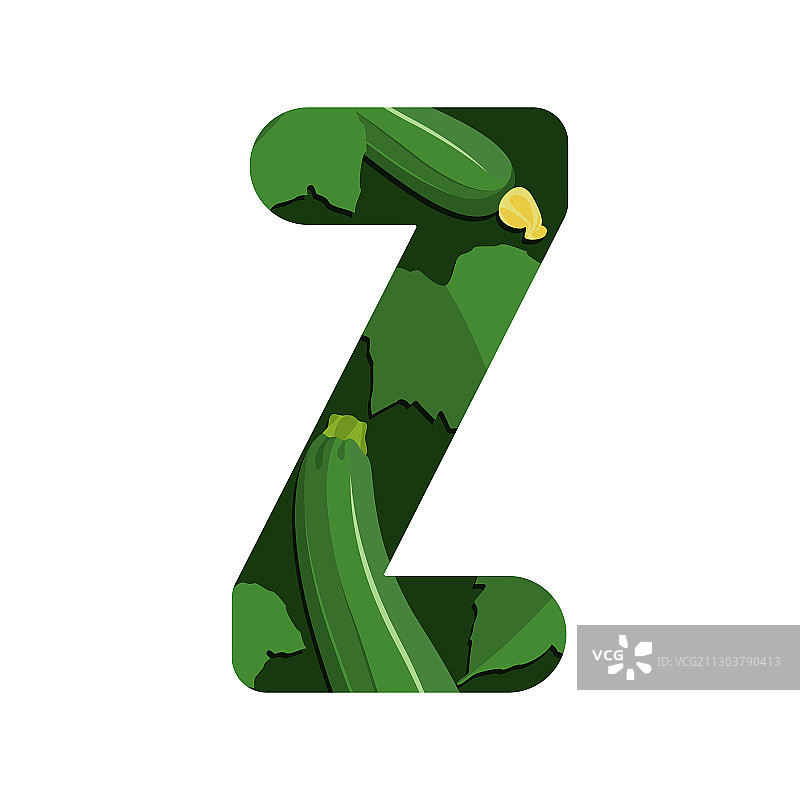 绿叶和西葫芦字母Z图片素材