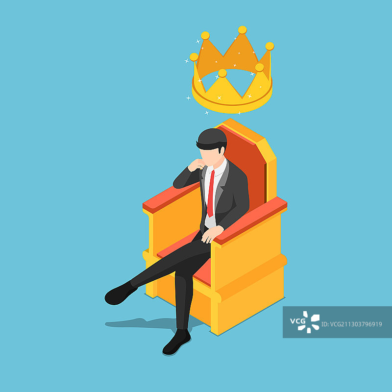 坐在王座上的2.5D商人图片素材