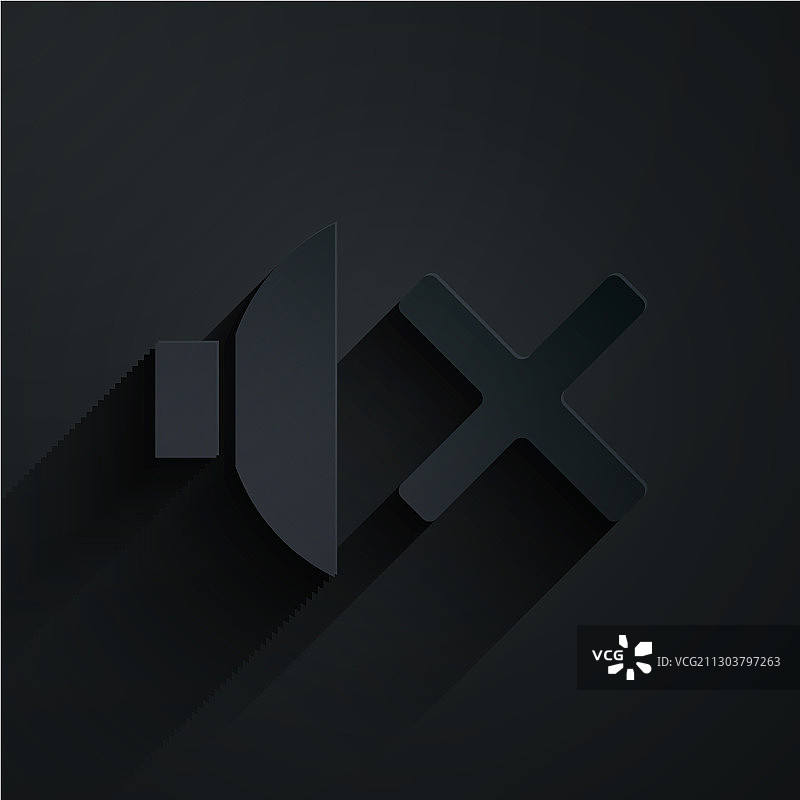 黑色背景上的剪纸扬声器静音图标图片素材