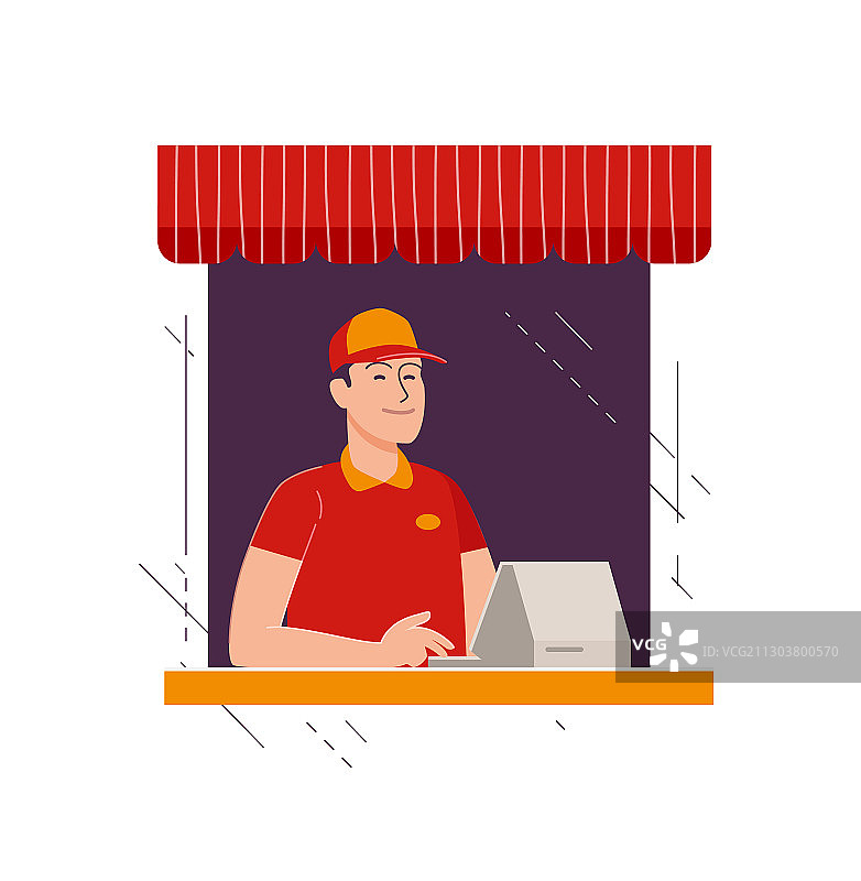 商店收银台快乐的销售员图片素材