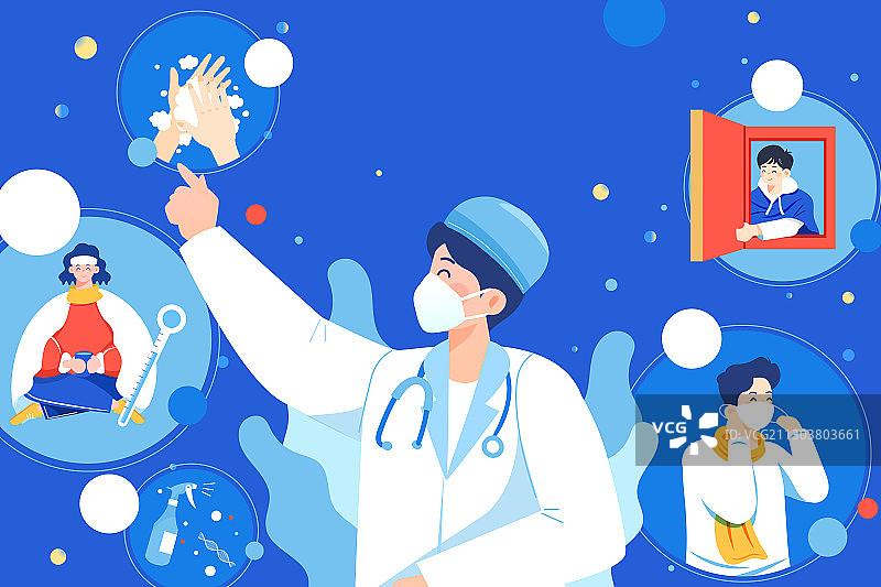 卡通防疫分解视图科普预防安全防护措施身体健康医疗健康矢量插画图片素材